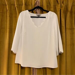 H&M White Scalloped Edge Blouse